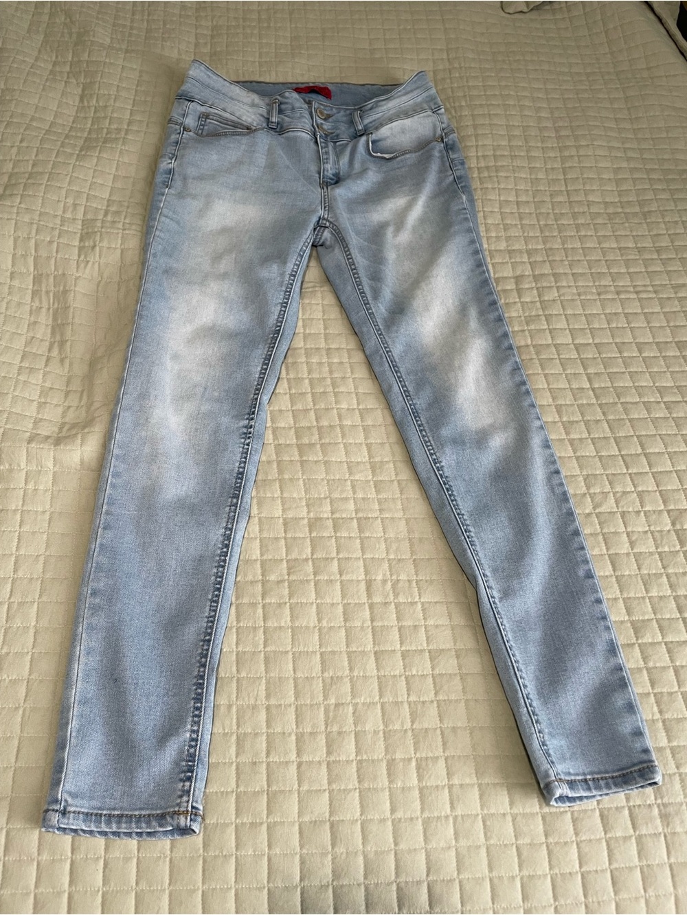 Wax Jean Light Wash Skinny Jeans Dual Button High Rise Size 11